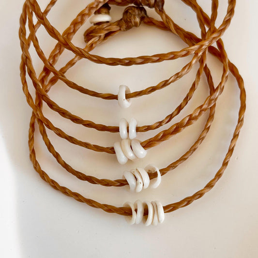 Customizable Hawaiian Puka shell braided anklet